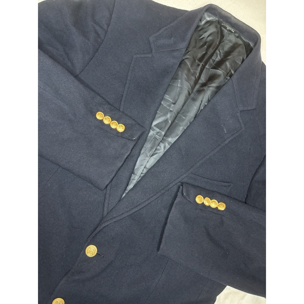 Vintage Polo University Club Blazer 42 Blazer Navy Blue‎ Wool Gold Button USA